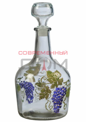 Бутылка стеклянная "Фуфырек" 1,5л, 56-П29Б-1500 с цветной декорацией наружн. стороны (рисунок)